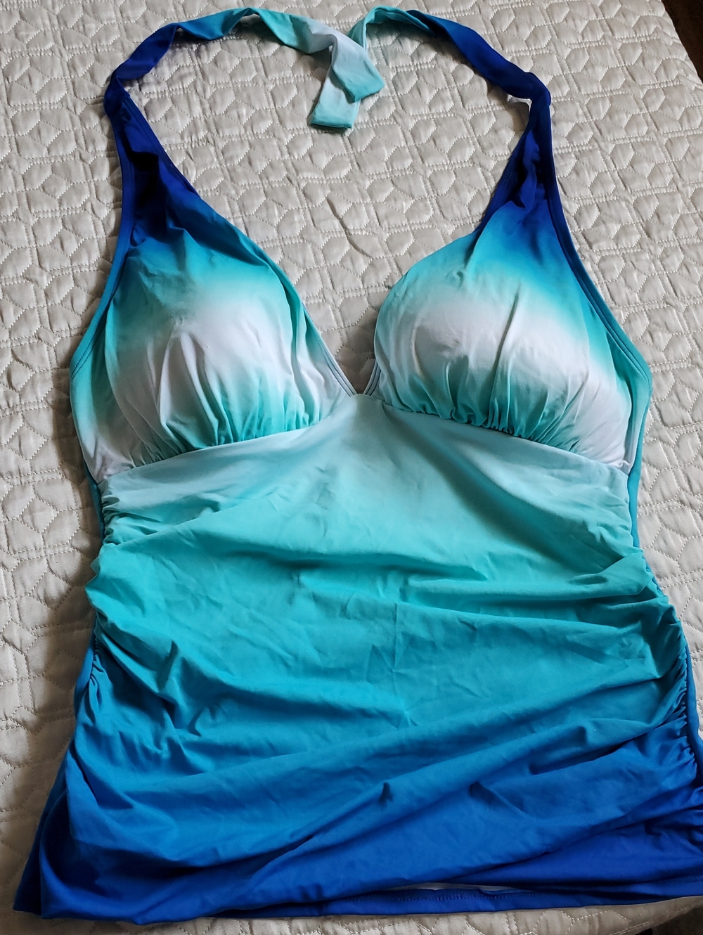 Bleu Rod Beattie Ombre Blue Green Halter Tankini Top
